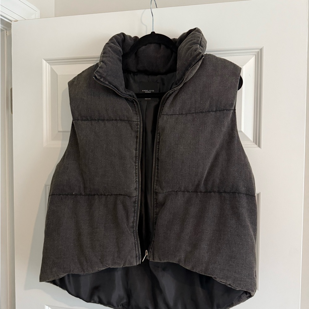 Gray denim Puffer Vest